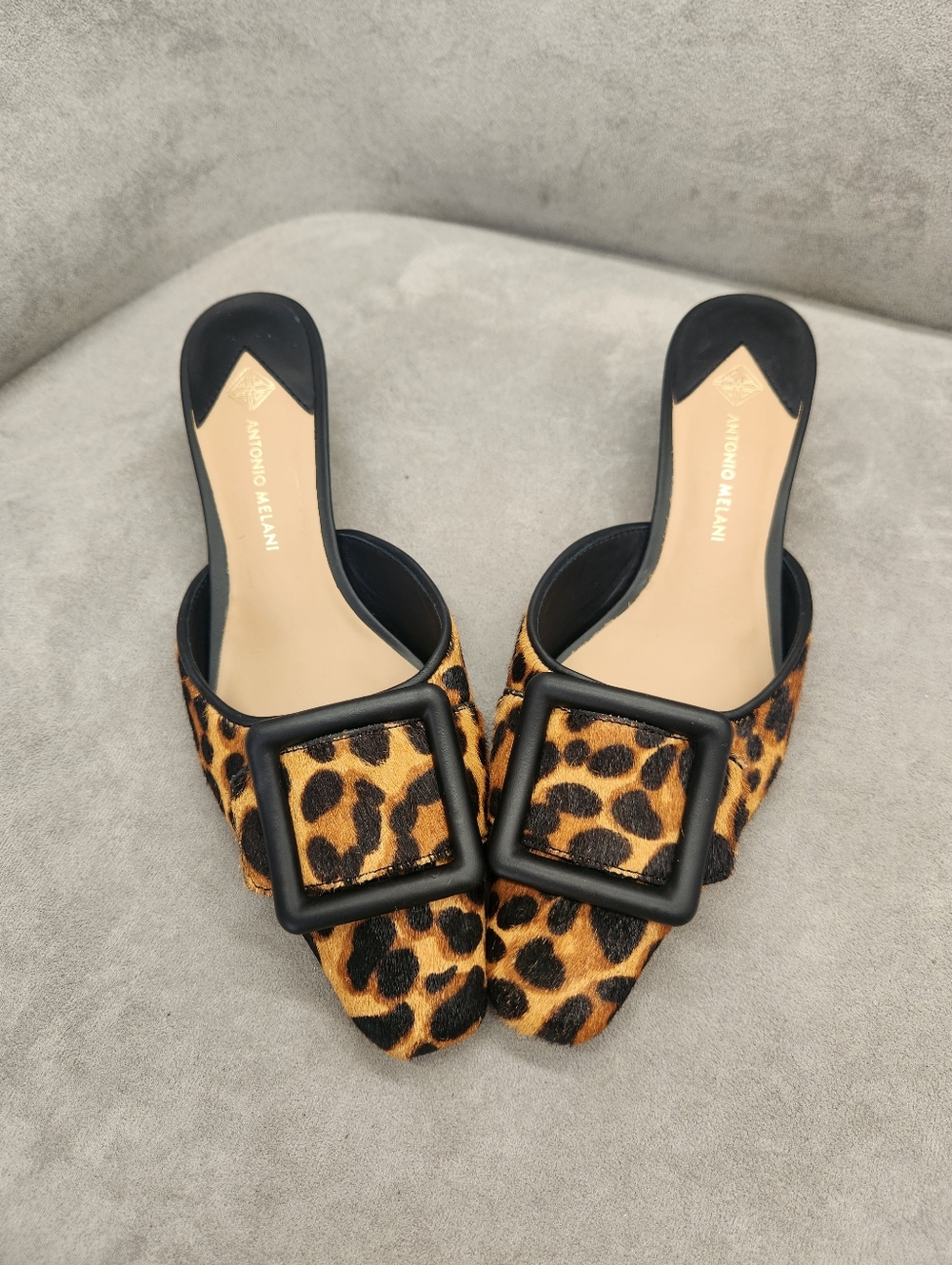Antonio Melani Dress Mules 6 Brown Leopard Kendra Buckle Kitten Heel New $130